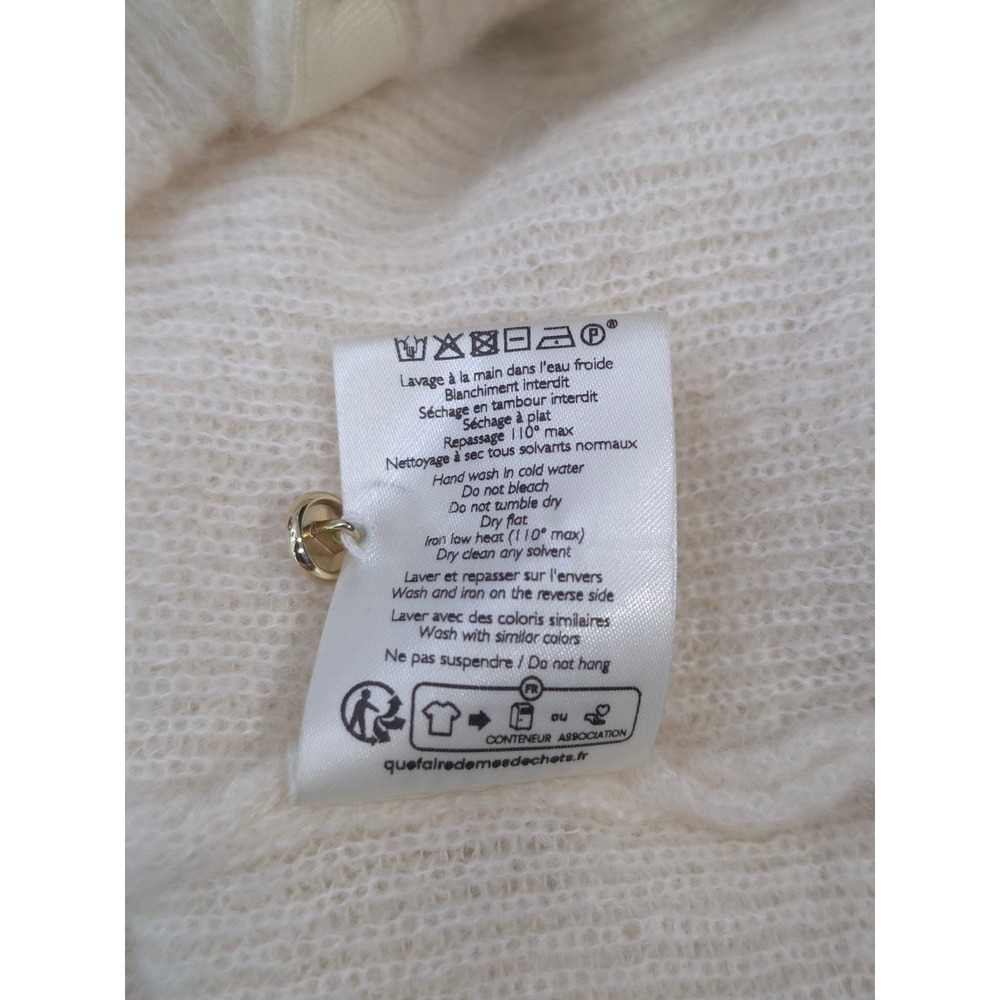 Sezane Barry Cardigan Women XS Ecru Mohair Alpaca Blend Reversible Knit Sweater - Picture 6 of 9